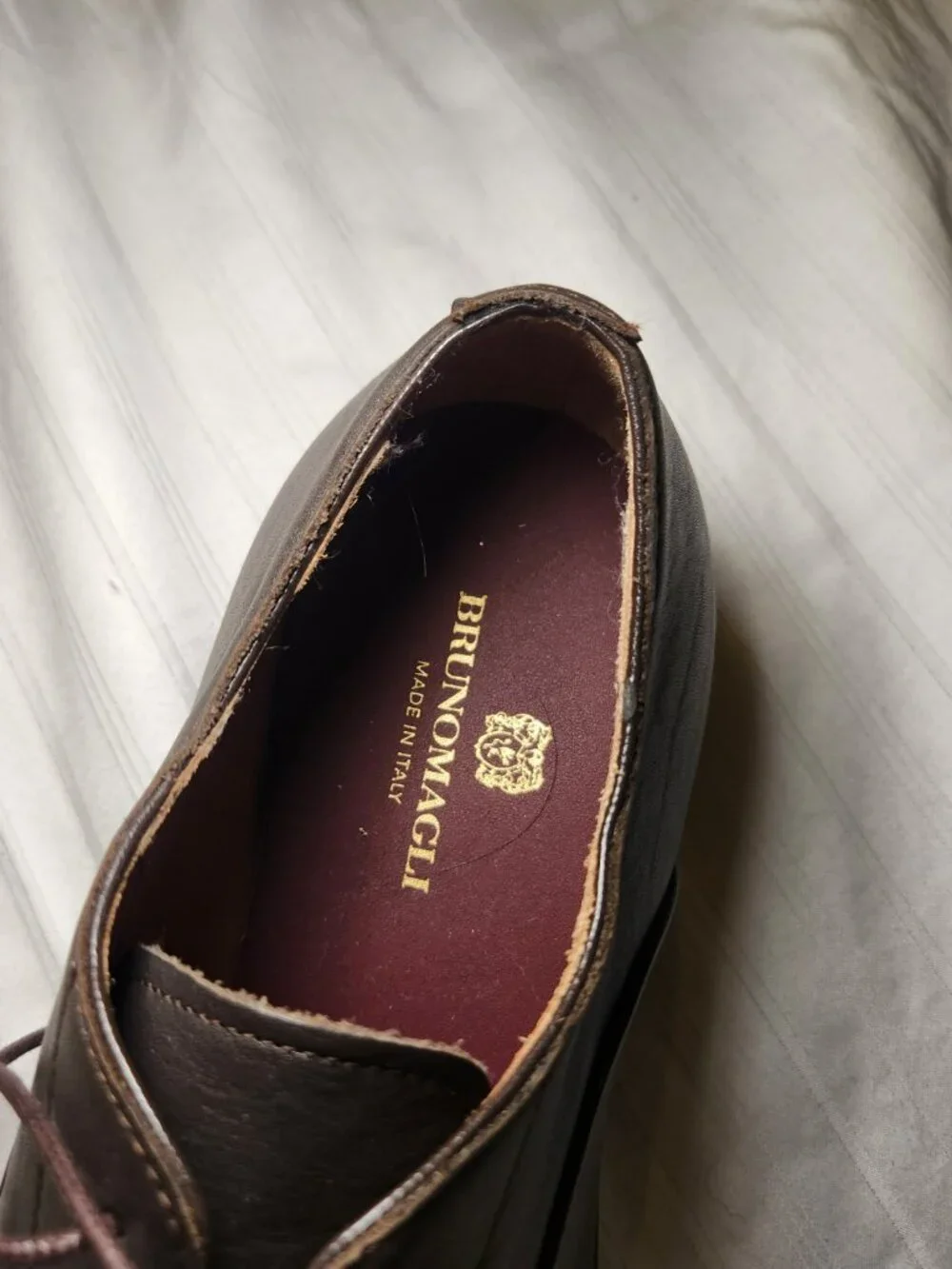 Bruno Magli Dark Brown Leather Cap Toe Oxford Dress Shoes Italy Mens 7.5